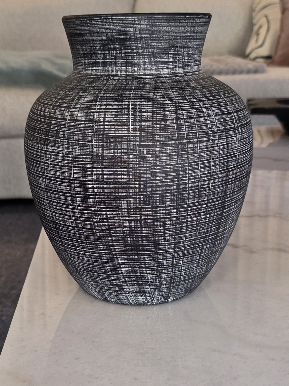 Modern Textured Black and White Vase - Home Accents